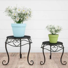 Plant Stands– Set of 2 Indoor or Outdoor Plant Display by Pure Garden (Black)