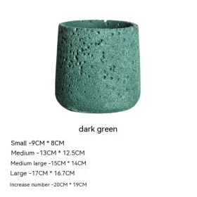 Nordic Cement Flowerpot Creative Volcanic Rock Breathable Greenery Potted Pot With Tray Flowerpot (Option: Sy006 Dark Green-Large)
