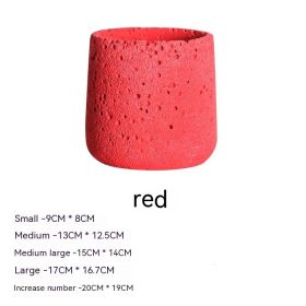 Nordic Cement Flowerpot Creative Volcanic Rock Breathable Greenery Potted Pot With Tray Flowerpot (Option: Sy006 Red-Large)